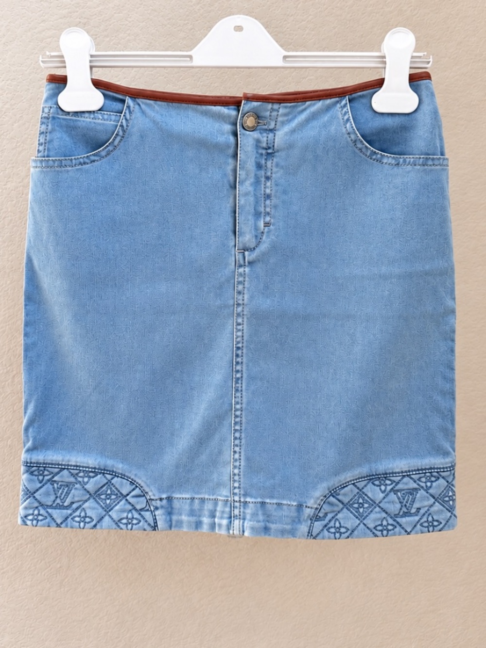 Louis Vuitton Monogram Denim Mini Skirt Blue Size 34